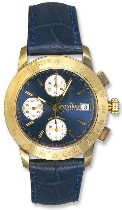 Gold Chronograph Watch. 18k Solid Gold Watch